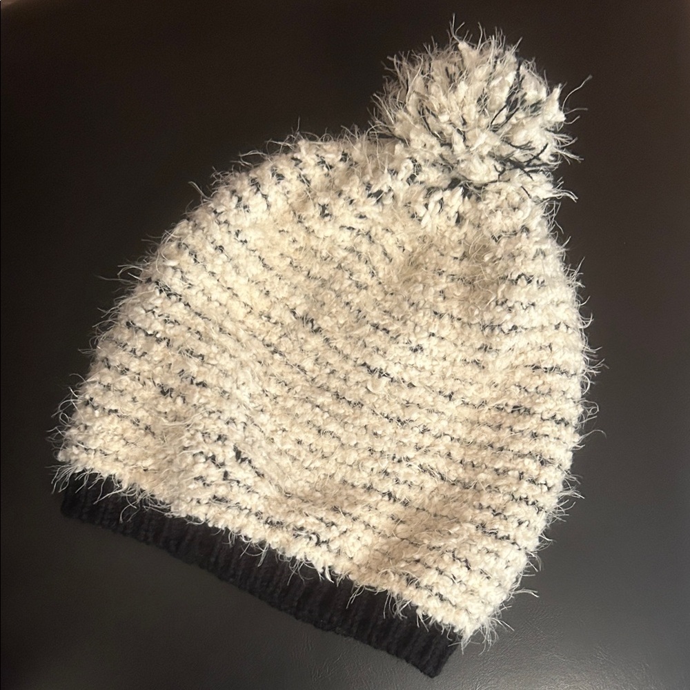 Bula Cozy Knit Pom-Pom Hat - Black and White - One Size